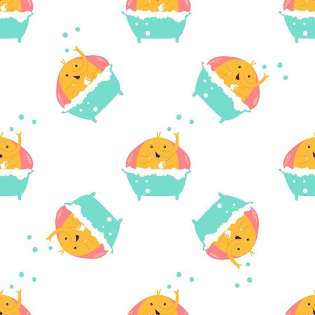 Seamless pattern, texture with cute bright little elephants. For childish prints, decorations. clothes, textile. Vector illustrationのイラスト素材