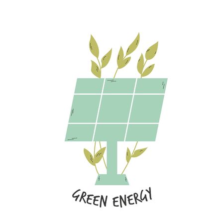 Eco poster with solar panel for alternative source of energy.のイラスト素材