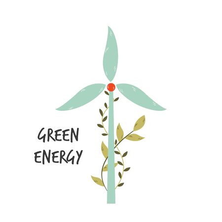 Eco poster with windmill for electric power generation.のイラスト素材