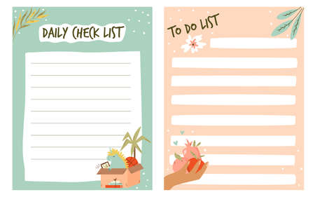 Set of to do, check lists, planners in a cute style