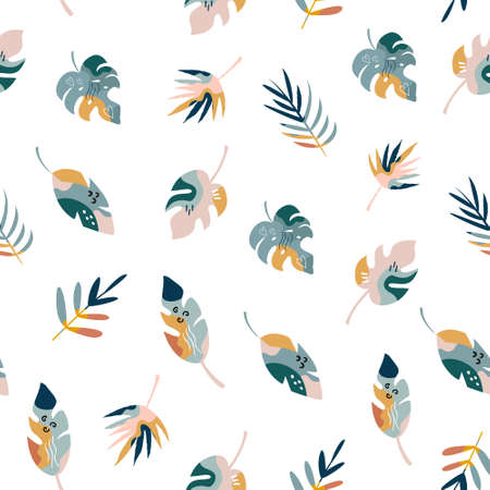Bohemian summer seamless pattern with holiday icons, abstract shapes. Vector illustration for different designs.のイラスト素材