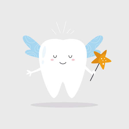 Vector illustration of a funny tooth fairy with wingsのイラスト素材