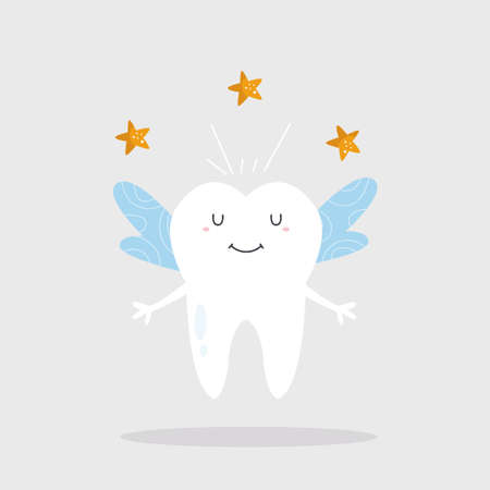 Vector illustration of a funny tooth fairy with wingsのイラスト素材