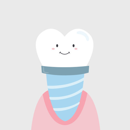 Vector illustration of a funny dental implantのイラスト素材