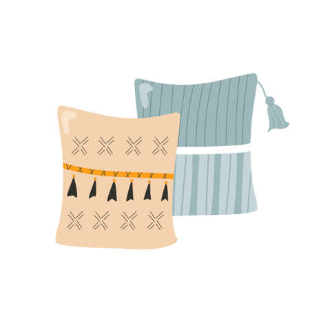 Hand drawn illustration of two decorative cushionsのイラスト素材