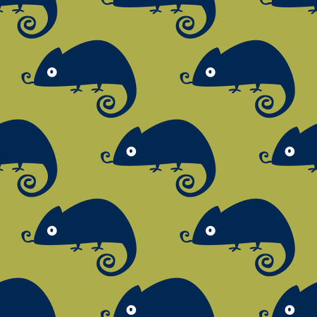 Seamless pattern with chameleons for prints, clothing, packagingsのイラスト素材