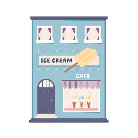 Vector illustration of ice cream cafe exterior.のイラスト素材
