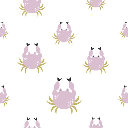Colorful seamless pattern with funny crabs on white background.のイラスト素材