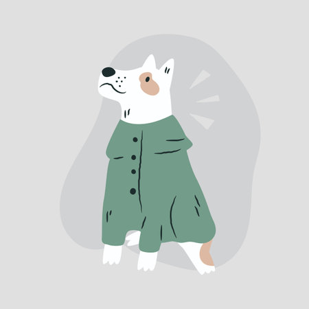 Vector hand drawn illustration of a funny dog in a costumeのイラスト素材