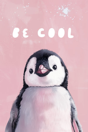 Portrait of a cute penguin chick. Good for nursery decorations, greeting cards. Ai generated imageの写真素材