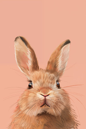 Portrait of a furry cute rabbit looking at the camera. Good for frame art, poster, greeting cards. Ai generatedの写真素材