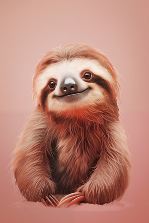 Portrait of a funny sloth looking at the camera. Good for nursery decorations, poster, cards. Ai generatedの写真素材