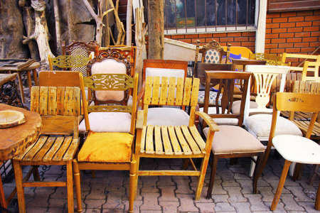 Vintade chairs in flea marketの写真素材