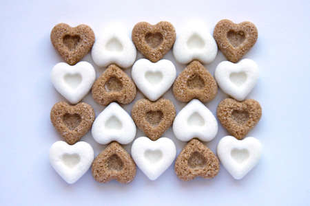 White and brown sugar backgroundの写真素材