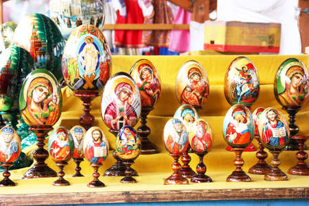 Hand-made russian painted eggsの写真素材
