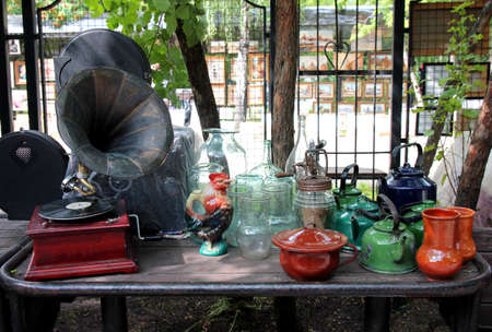 Flea market in Moscow, Russiaの写真素材
