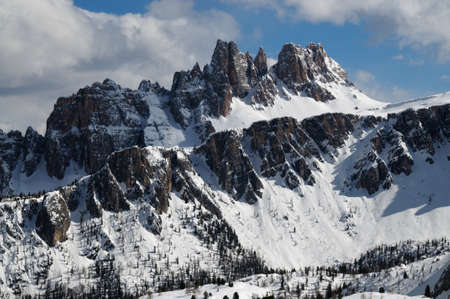 Croda da Lago & Lastoni Formin, Dolomites, in winter, Veneto, Italyの写真素材