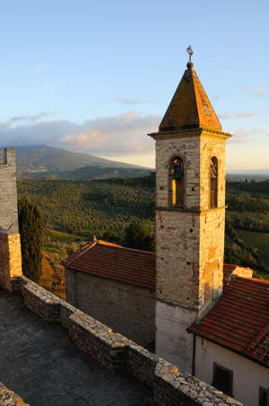 Nipozzano Castle and Vineyards on background, Chianti near Florence in Tuscany, Italyの写真素材