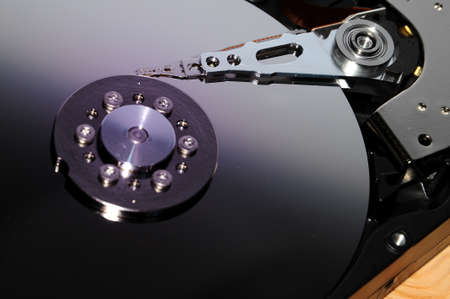Close Up of Open Hard Disk Drive