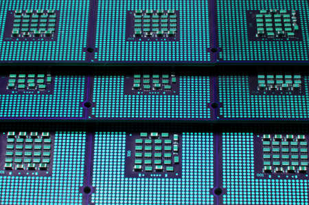 CPU Processor aligned with lights postproduction effectsの写真素材