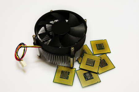 CPU Cooler with Computer Processors, isolated on white