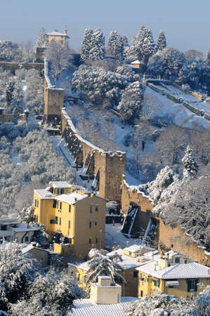 Fort Belevedere in Winter Season with Snow, Florence, Italy.の写真素材