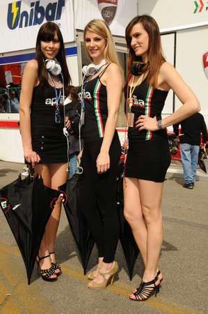 31 March 2012: Paddock Girls at SBK Championship Imola Circuit. Italy.のeditorial素材