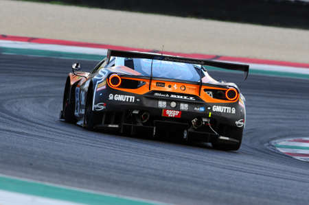 Mugello Circuit, Italy - 6 October, 2017: A Ferrari 488 GT3 of Team Black Bull Swiss Racing, driven by S. GAI and M. RUGOLO, the final round of C.I. Gran Turismo Super GT3-GT3 in Mugello Circuit.のeditorial素材