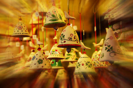Christmas ornaments in a market.