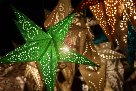 Christmas Ornaments and Decorations in a marketの写真素材