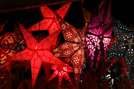 Christmas Ornaments and Decorations in a market.