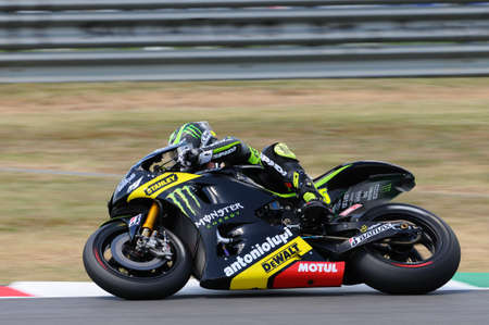 MUGELLO - ITALY, JULY 13, 2012: British Yamaha rider Cal Crutchlow during Qualify Session Grand Prix TIM of Italy MotoGP at Mugello circuit in Italy.のeditorial素材