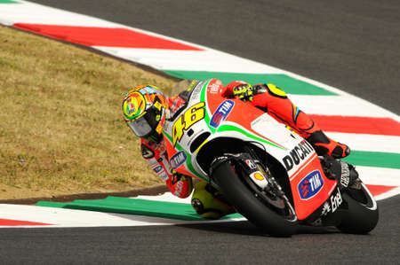 MUGELLO - ITALY, JULY 13 2012: Italian Ducati rider Valentino Rossi during 2012 TIM MotoGP GP of Italy.のeditorial素材
