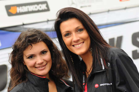 MUGELLO, IT, May 2012: Beautiful Unidentified Pit Babes poses for the paddock during Superstars Championship at the Mugello Circuit in Italyのeditorial素材
