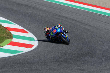 MUGELLO - ITALY, MAY 21: Spanish Suzuki rider Maverick Vinales at 2016 TIM MotoGP GP of Italy at Mugello circuit on May 21, 2016のeditorial素材