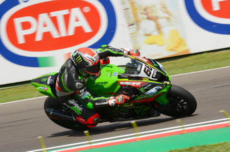 San Marino Italy - May 11, 2018: Tom Sykes GBR Kawasaki ZX-10RR Kawasaki Racing Team, in action...