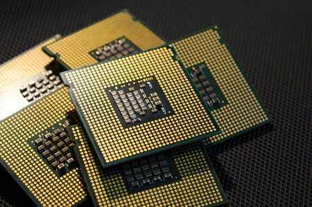 Pile of old CPU chips, obsolete computer processorsの写真素材