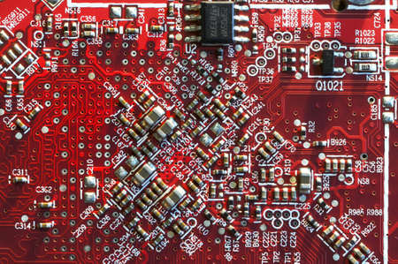 graphics card closeup. detail of electronic circuit