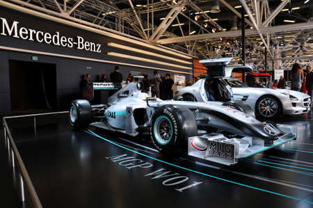 BOLOGNA, ITALY - 2 DECEMBER 2010 Mercedes F1 MGP W01exhibited at the Bologna Motor Show. Italy