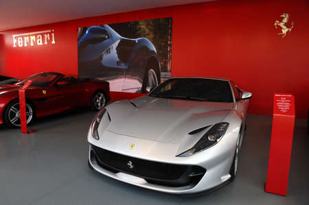 Scarperia (Florence), Italy - March 2018: Ferrari cars on display in the Mugello paddock. Ferrari...
