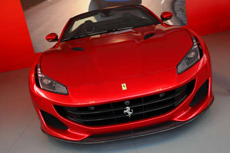 Scarperia (Florence), Italy - March 2018: Ferrari cars on display in the Mugello paddock. Ferrari...