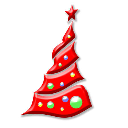 Vector illustration of red christmas treeのイラスト素材