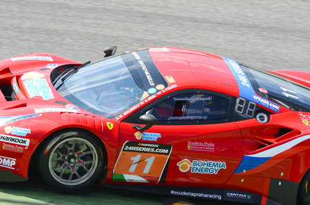 Italy - 29 March, 2019: Ferrari 488 GT3 of Bohemia Energy Racing with Scuderia Praha Czech Republic Team driven by JiÅÃ­ PÃ­saÅÃ­k/Josef Kral/Matteo Malucelli in action during 12h Hankook Race at Mugello Circuit.のeditorial素材