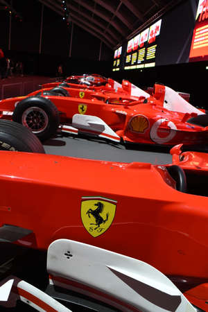 MUGELLO, IT, 24 October 2019: Detail of Modern Era Ferrari F1 on display at Mugello Circuit in italy during Finali Mondiali Ferrari 2019. Italy.のeditorial素材
