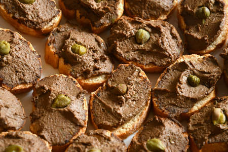 close up on Tuscan liver pate croutonsの写真素材