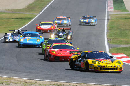 Imola, Italy 3 July 2011: Chevrolet Corvette C6R ZR1 GTE Am of Team Larbre Competition driven by Gabriele Gardel, Patrick Bornhauser and Julien Canal in action during Race 6H ILMC at Imola Circuit.のeditorial素材