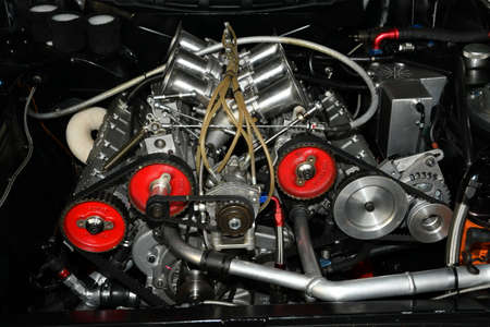 Imola (BOLOGNA) - 26 Oct 2018: Detail of engine of Ford Capri 3100 RS 1975in the Box at Imola...