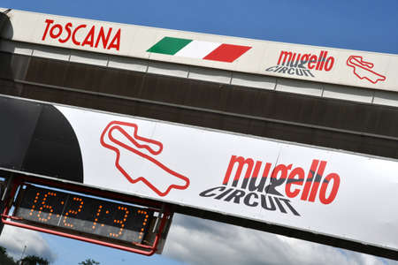 Scarperia, Mugello - Italy, May 31: Details of the Pitlane and the infrastructures of the Mugello Circuit on the occasion of the 2019 MotoGP GP event.のeditorial素材