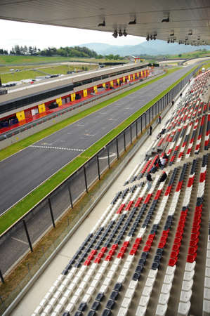 MUGELLO, ITALY - MAY 2012: detail of the central grandstand of the Mugello international circuit during the Formula 1 tests.のeditorial素材