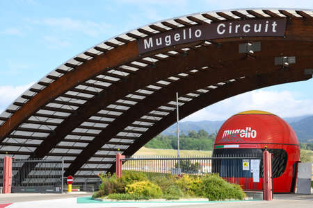 Scarperia, Mugello - 28 August 2020: the entrance of the Mugello International Circuit at Scarperia (Florence) on the occasion of the Ferrari Racing Days 2020.のeditorial素材